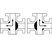 T型電動三通球閥 流向示意圖 T型電動三通球閥 流向示意圖