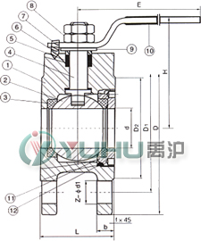 手動對夾球閥（結構尺寸圖）