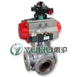 氣動三通球閥（碳鋼閥體）